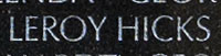 Engraving on The Wall of the name of Private First Class Leroy Hicks, U.S. Army
